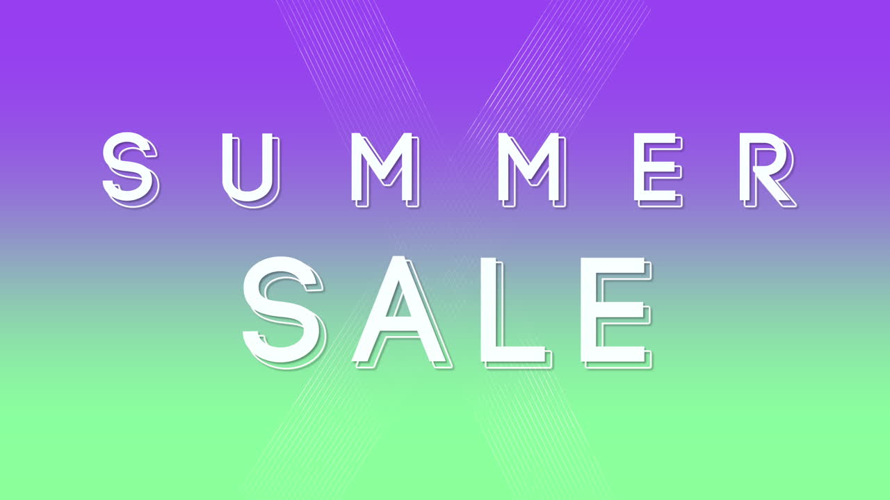 Premium stock video - Summer sale on purple and green gradient