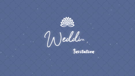 Wedding-Invitation-with-flower-on-blue-geometric-pattern