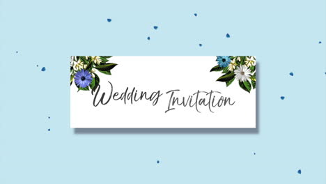 Wedding-Invitation-with-summer-flowers-on-frame-with-confetti