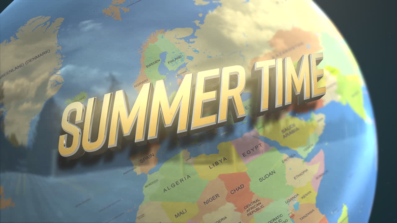 Vídeo Premium Horario de verano en el mapa mundial con área de países