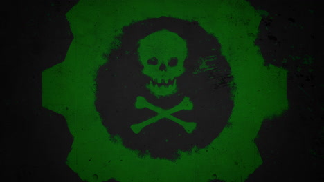 Green-skull-and-toxic-sign-on-grunge-texture
