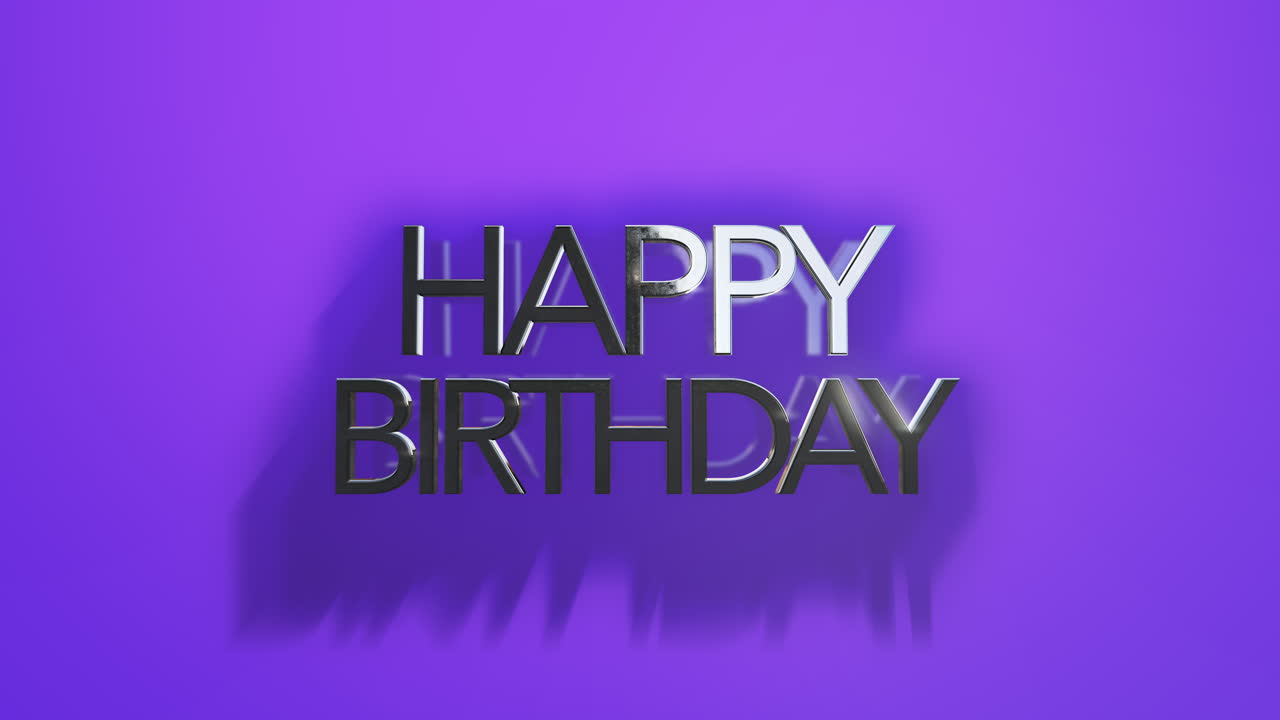 Premium stock video - Modern happy birthday on purple gradient texture