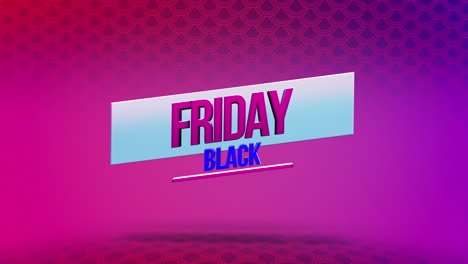 Modern Black Friday text on purple gradient with shapes