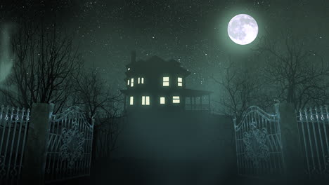 Mystical-old-house-and-moon-in-night-time