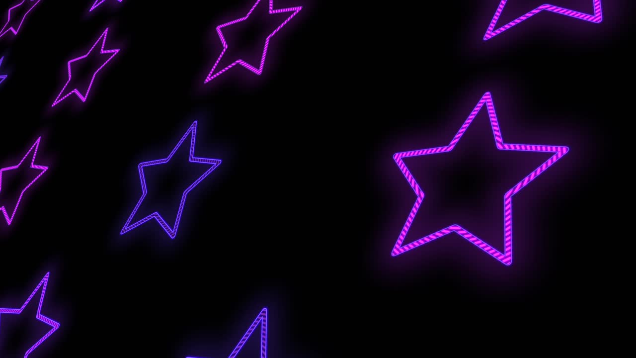 Premium stock video - Retro stars pattern with neon purple