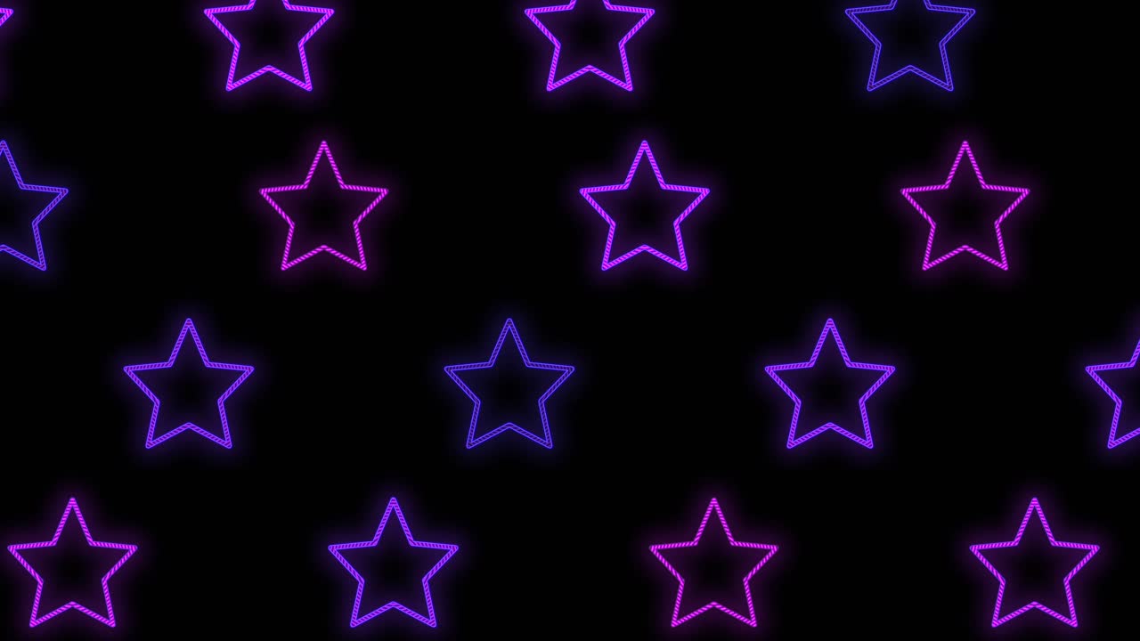Premium stock video - Neon purple stars pattern in night