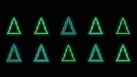 Neon-Christmas-trees-pattern-in-night