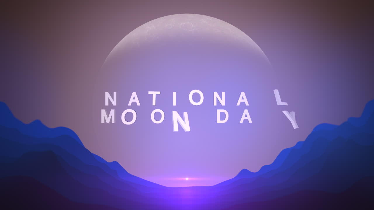 Premium stock video National moon day with moon and blue mountain in