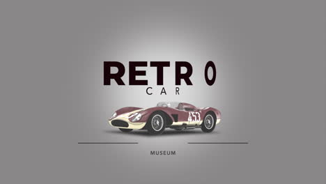 Retro-Car-Museum-with-classic-car-on-grey-gradient