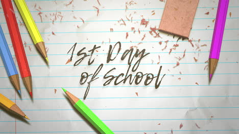 1-st-Day-Of-School-with-colorful-pencils-on-paper